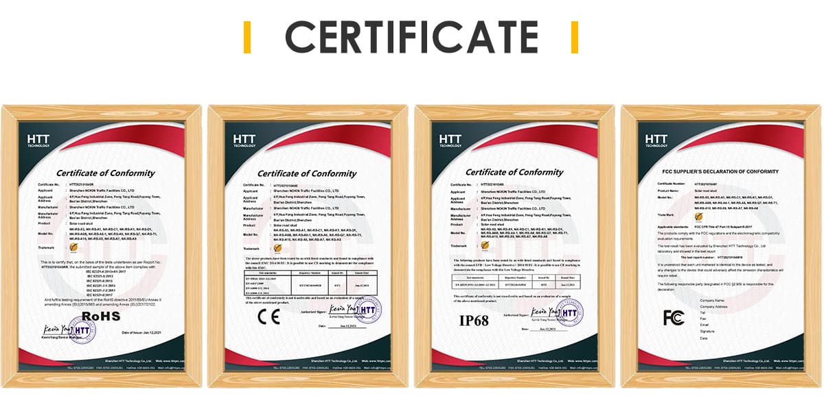 solar road stud light certificates